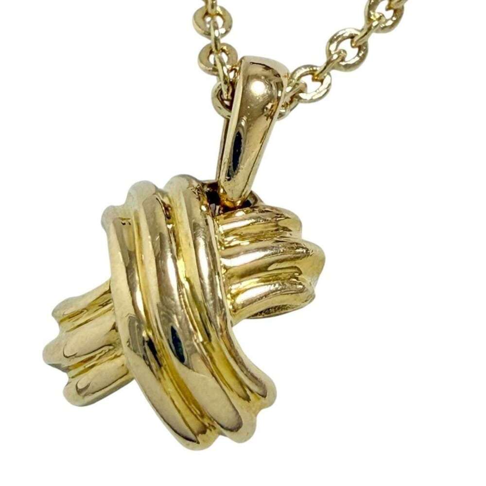 Tiffany & Co. Unisex Signature Cross Necklace, 18K Gold, Aftermarket Metal Chain